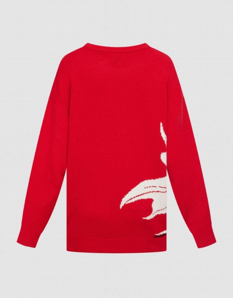 Red Urban Revivo Crew Neck Holiday Women's Sweaters | 81374VXMP