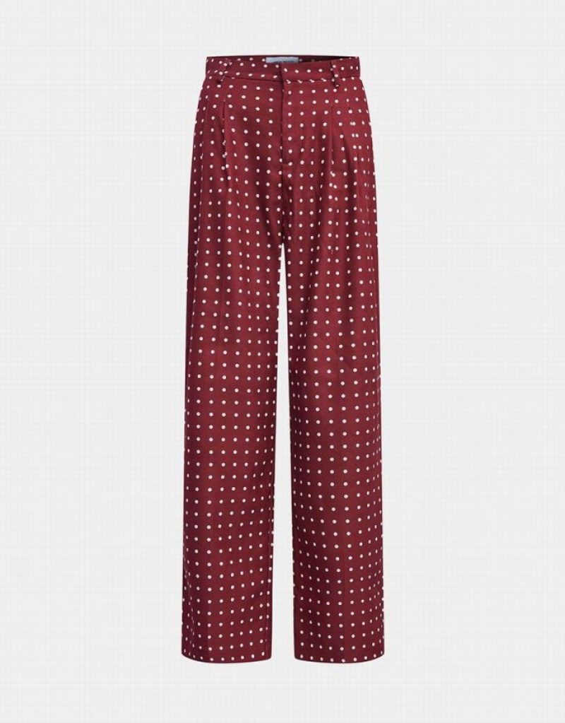 Red Urban Revivo Polka Dot Wide Leg Women\'s Pants | 74516GFXW