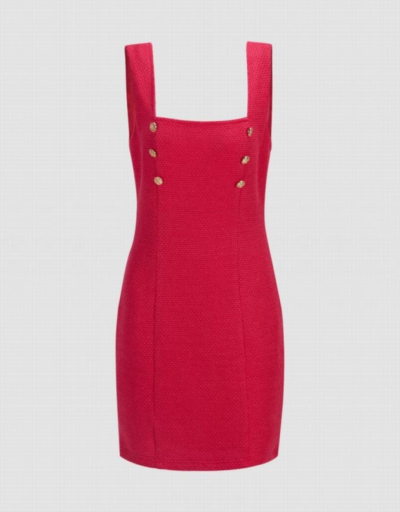 Red Urban Revivo Ribbed Sleeveless Bodycon Women\'s Knitted Dress | 74698PRIS