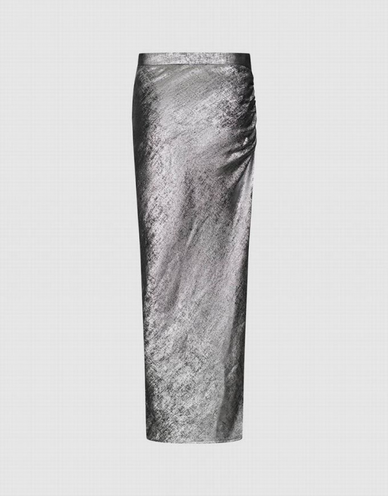 Silver Urban Revivo Ruched Wrapped Straight Women's Skirts | 60129MSCY