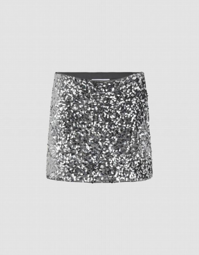 Silver Urban Revivo Sequins Mini Skinny Women\'s Skirts | 45031NAHZ