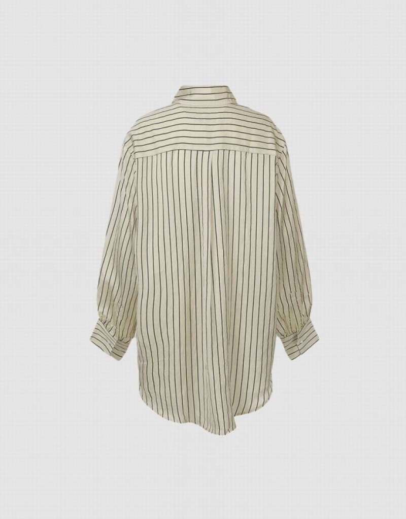 Stripes Urban Revivo Button Up Women's Shirts | 89152XTOP