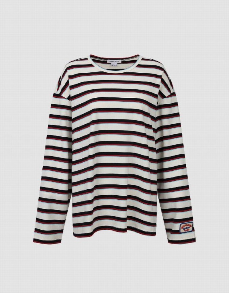 Stripes Urban Revivo Crew Neck Women's T-Shirts | 14935VUHP