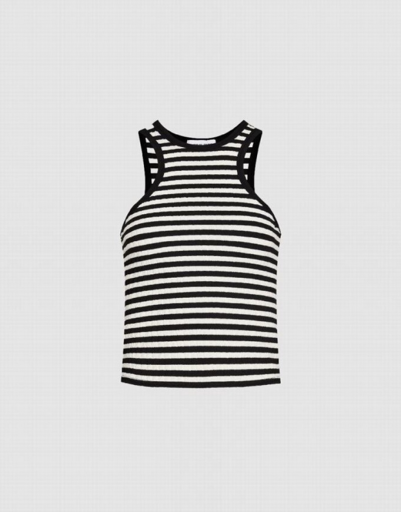 Stripes Urban Revivo Crew Neck Women\'s Tank Top | 68573ODTA