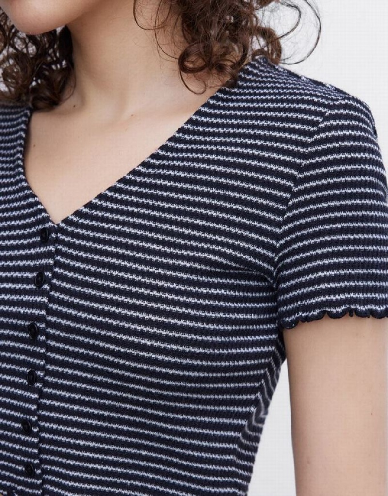 Stripes Urban Revivo Crop Women's T-Shirts | 89170ATWF