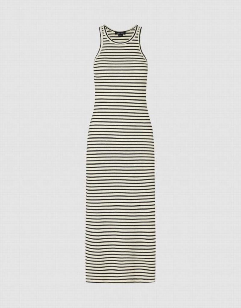 Stripes Urban Revivo Sleeveless Crew Neck Skinny Women's Dress | 92653CEWO