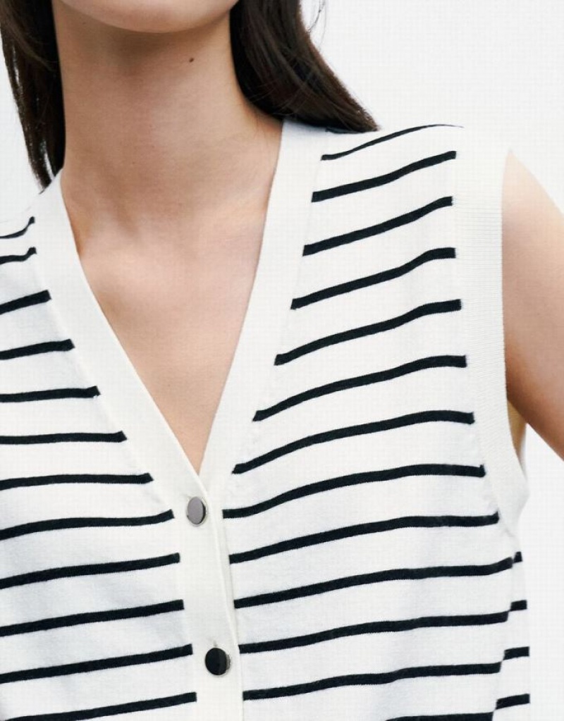 Stripes Urban Revivo Striped Button Front Women's Tank Top | 70936HMYC