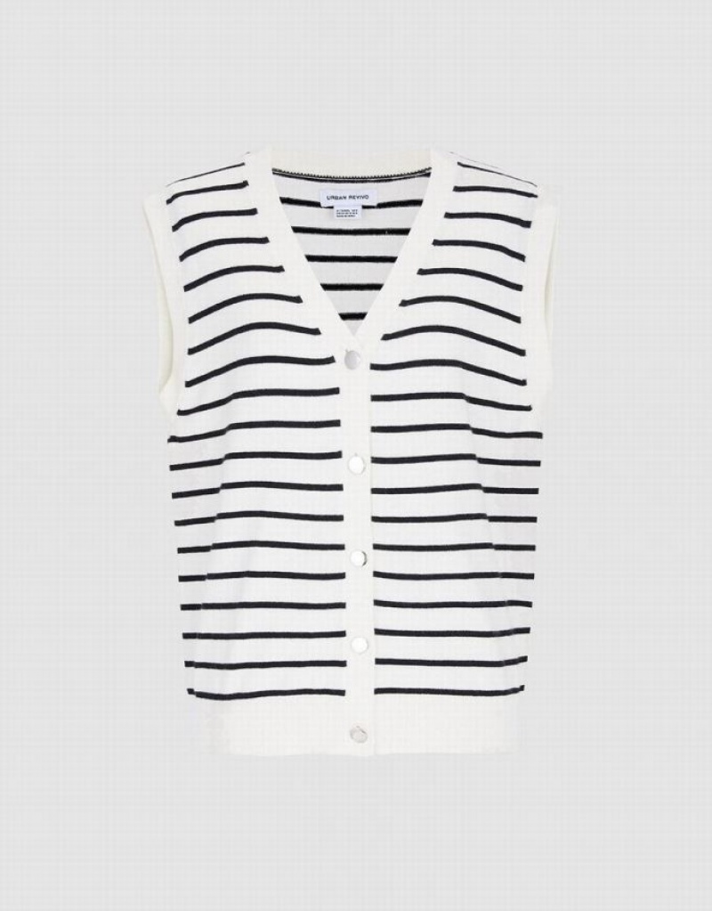 Stripes Urban Revivo Striped Button Front Women\'s Tank Top | 70936HMYC