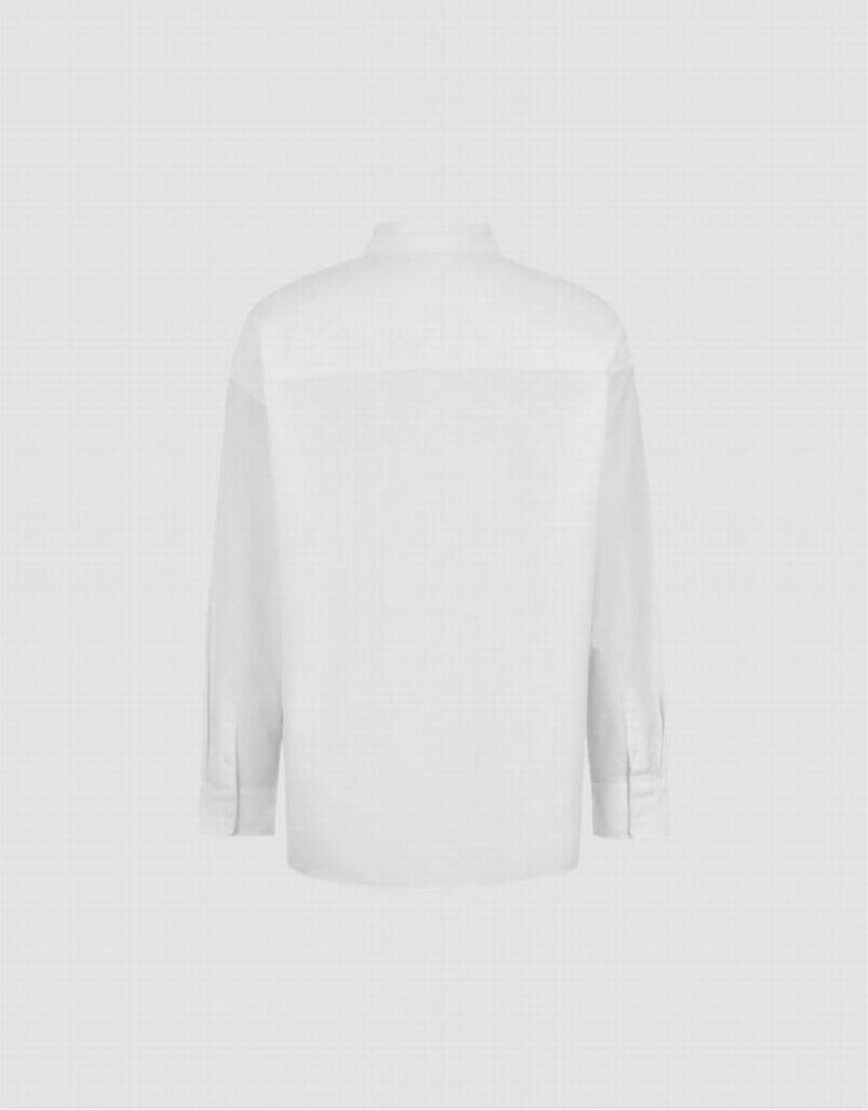 White Urban Revivo Button Up Loose Men's Shirts | 92047SMWA