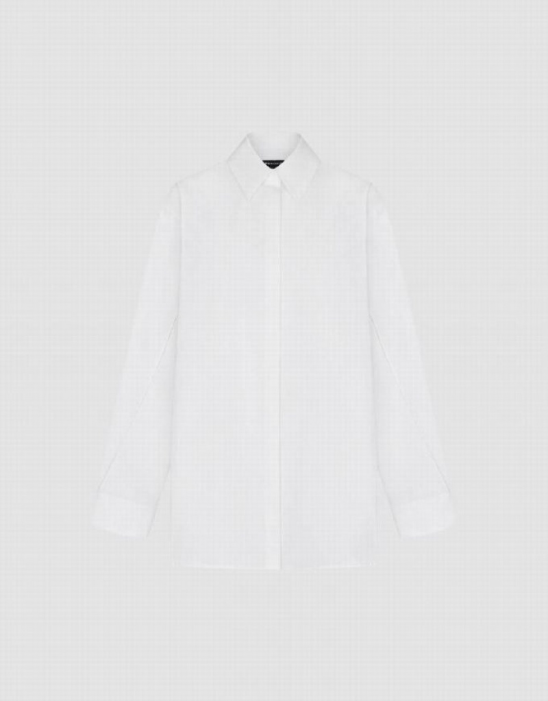 White Urban Revivo Button Up Straight Women's Shirts | 25469RYMU