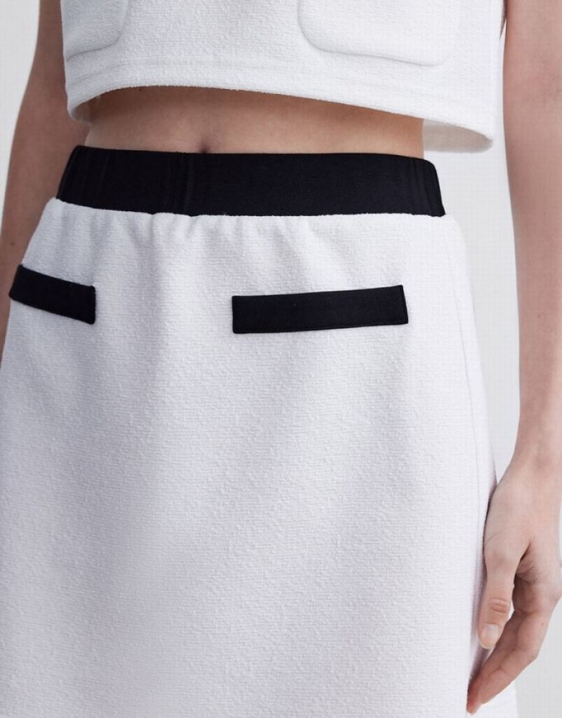 White Urban Revivo Contrast Trim Mini Women's Skirts | 37692KEMS