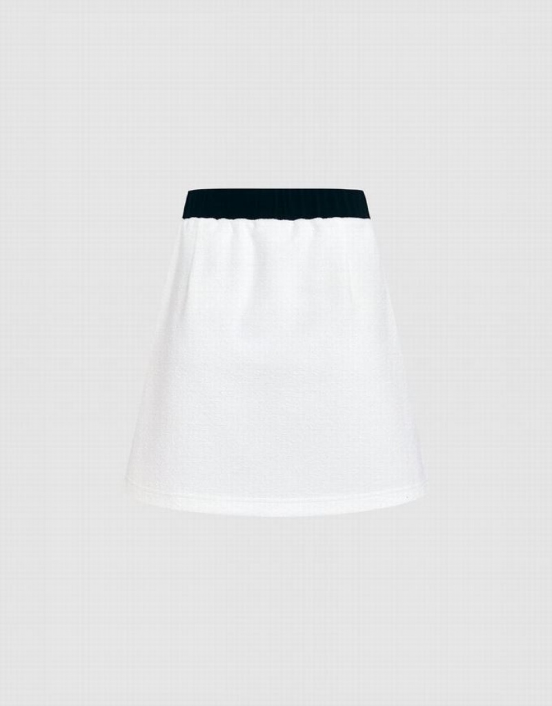 White Urban Revivo Contrast Trim Mini Women's Skirts | 37692KEMS