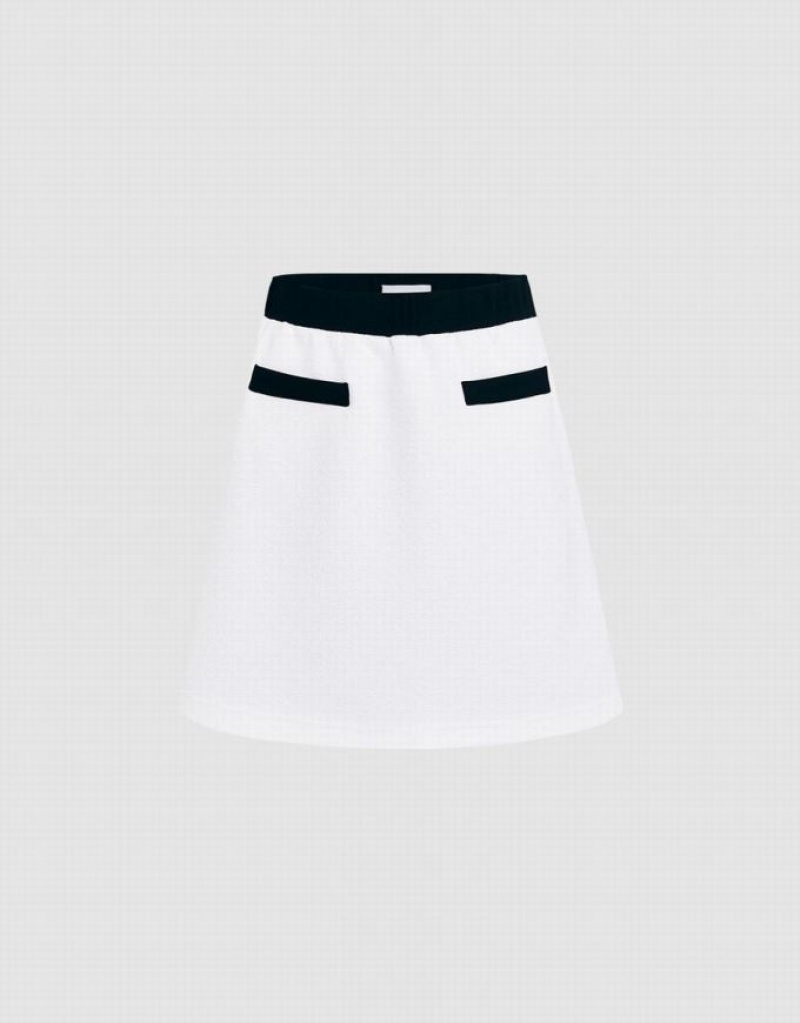 White Urban Revivo Contrast Trim Mini Women\'s Skirts | 37692KEMS