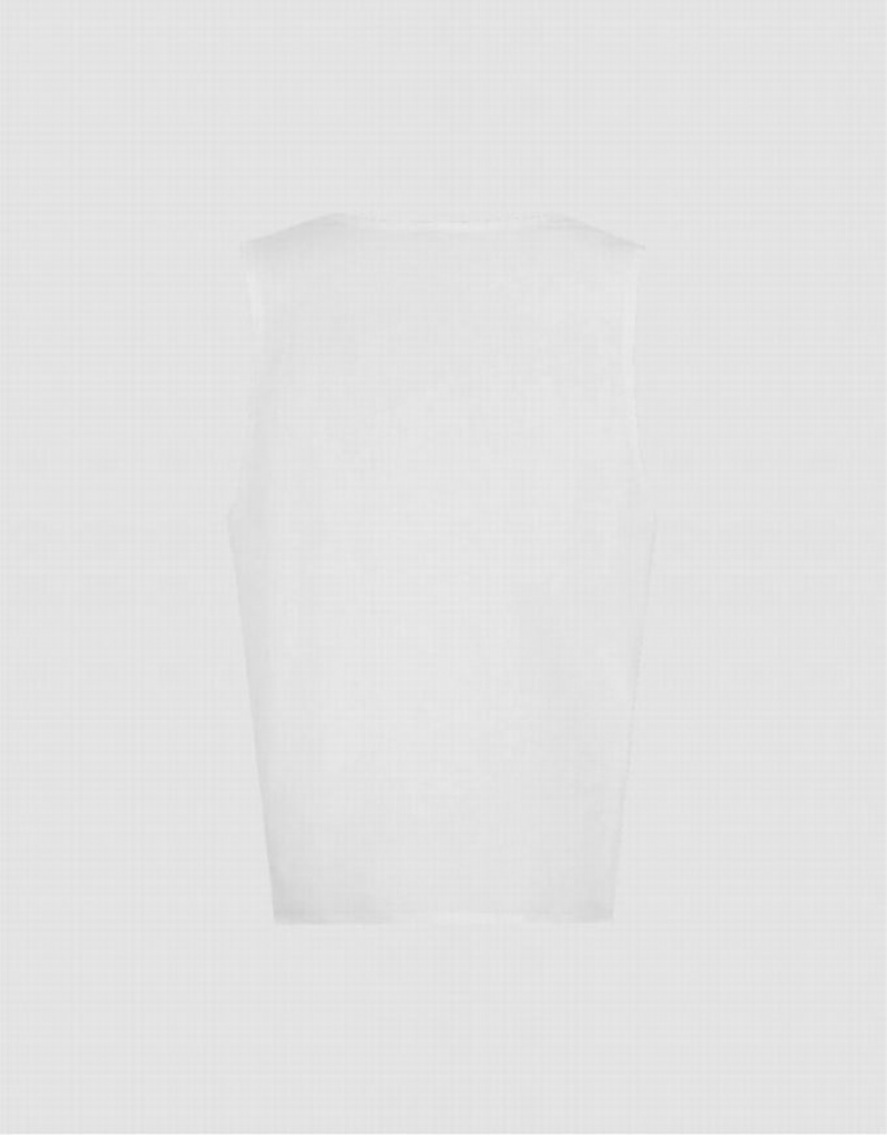 White Urban Revivo Crew Neck Loose Men's Tank Top | 89475XFBL