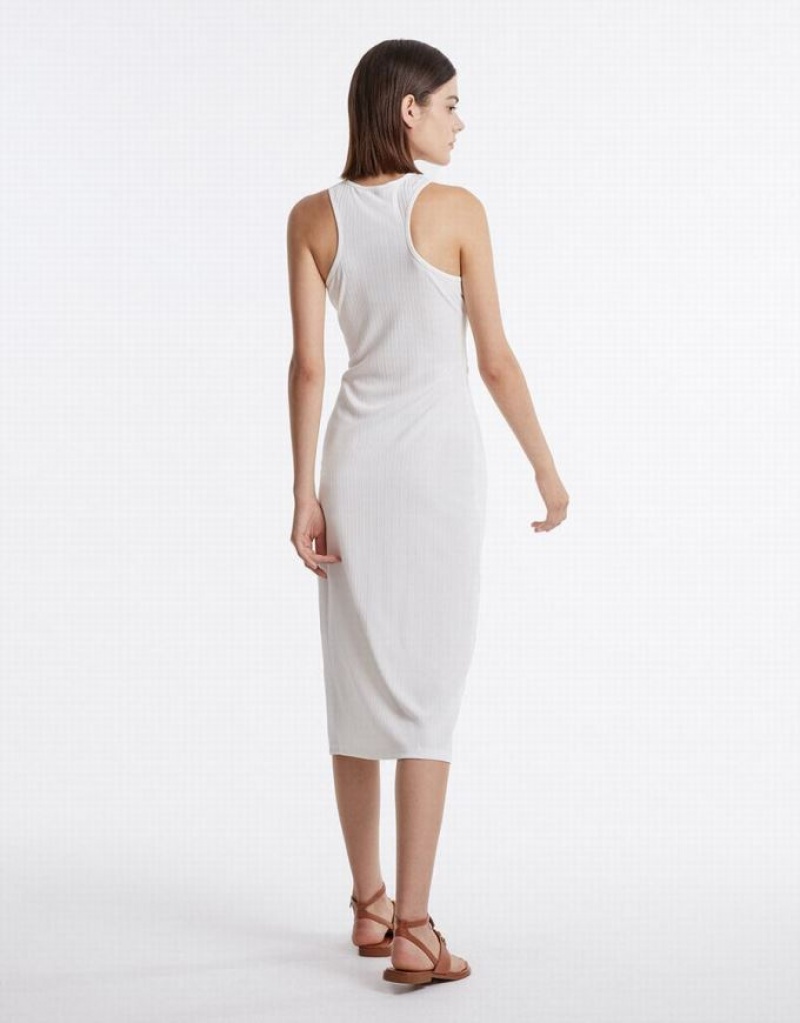 White Urban Revivo Cut Out Women's Knitted Dress | 31596CWLR