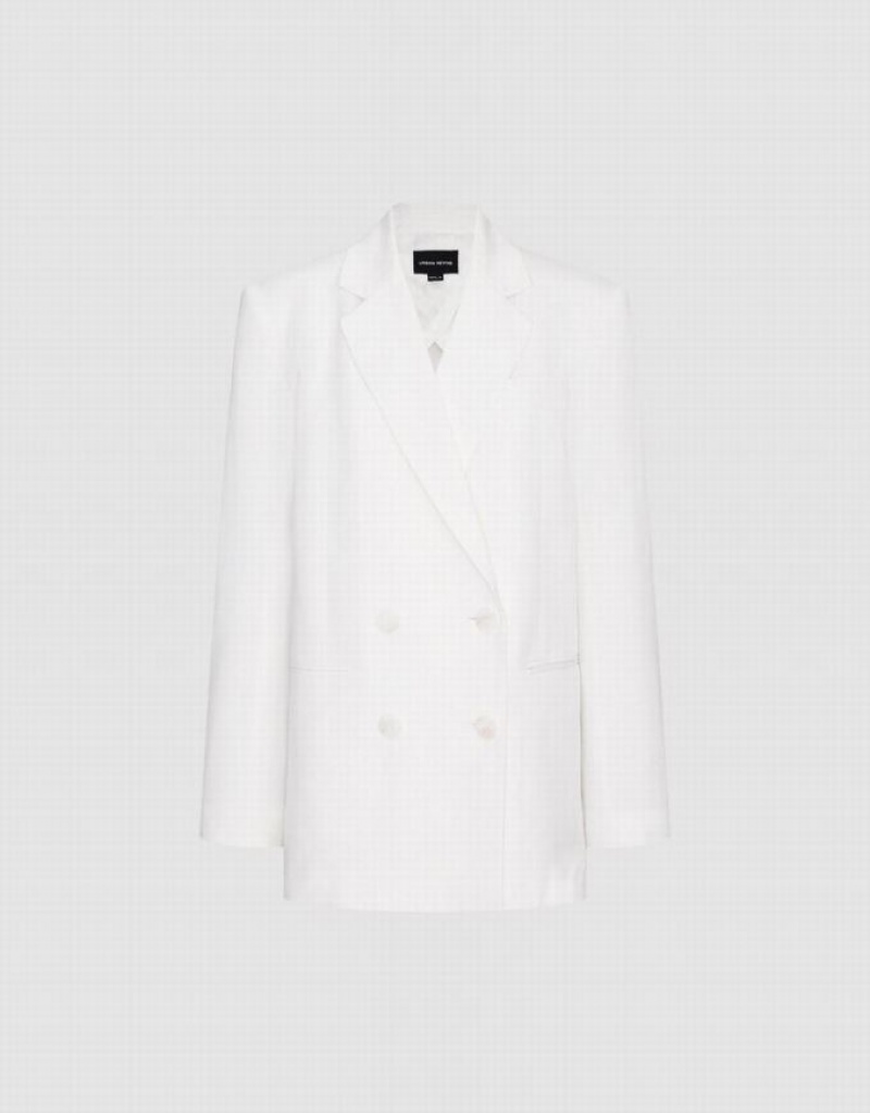 White Urban Revivo Double Breasted Tailored Women's Blazers | 93572CMKA