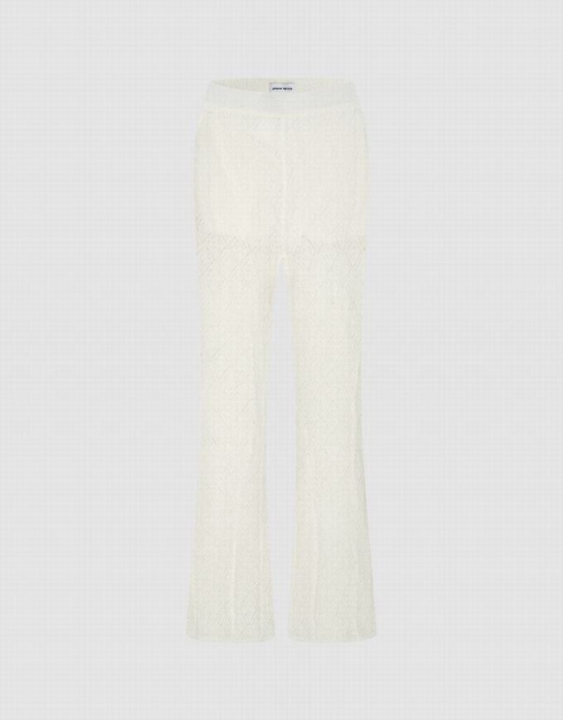 White Urban Revivo Flare Knitted Women\'s Pants | 42659ZOQX