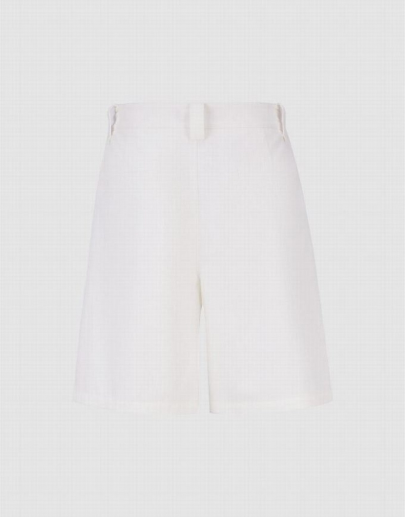 White Urban Revivo Linen Women's Shorts | 49360NLTH