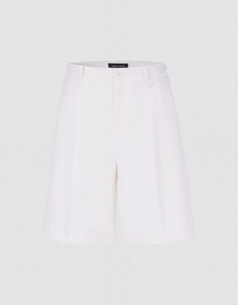 White Urban Revivo Linen Women\'s Shorts | 49360NLTH