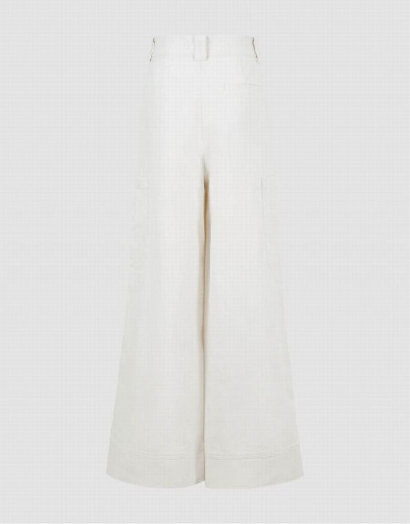 White Urban Revivo Loose Straight Women's Pants | 08456VZBI