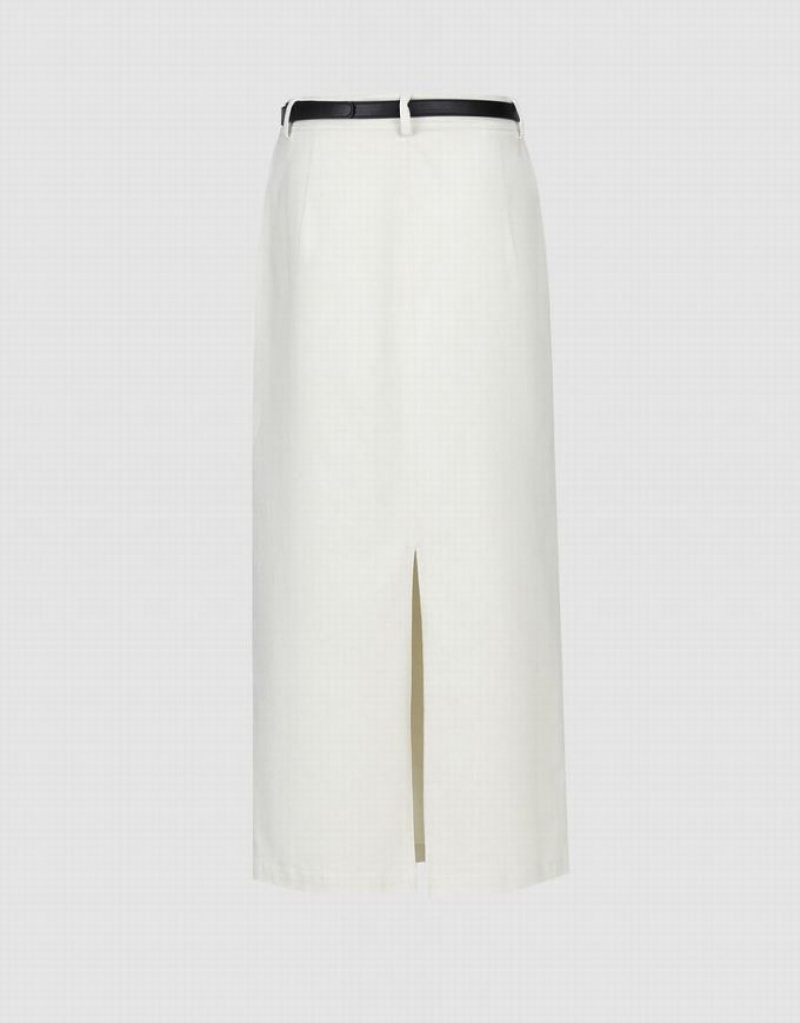 White Urban Revivo Midi Straight Women's Skirts | 67320HVAK