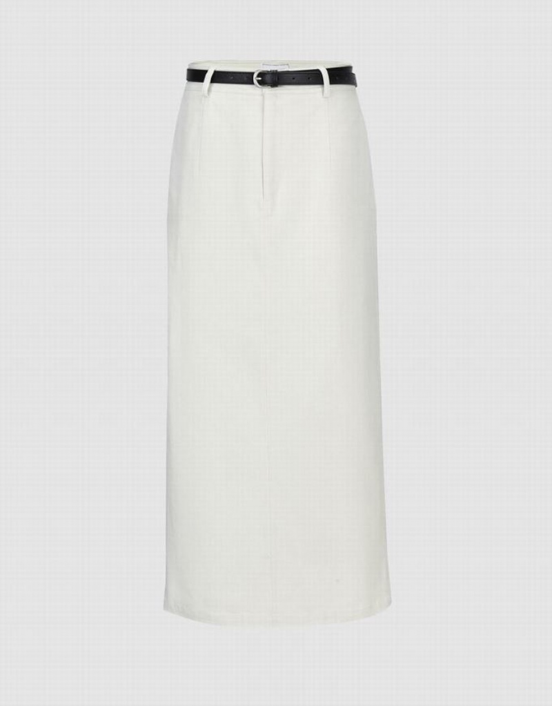 White Urban Revivo Midi Straight Women\'s Skirts | 67320HVAK