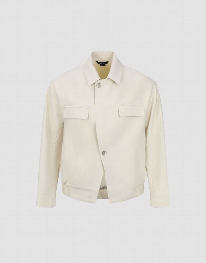 White Urban Revivo Notch Lapel Tailored Men's Jacket | 82306LGRY