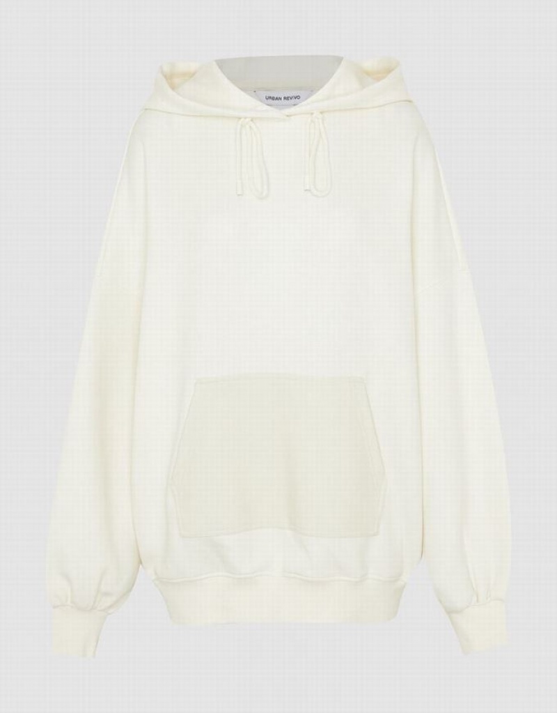 White Urban Revivo Oversized Women's Hoodie | 34210DOJA