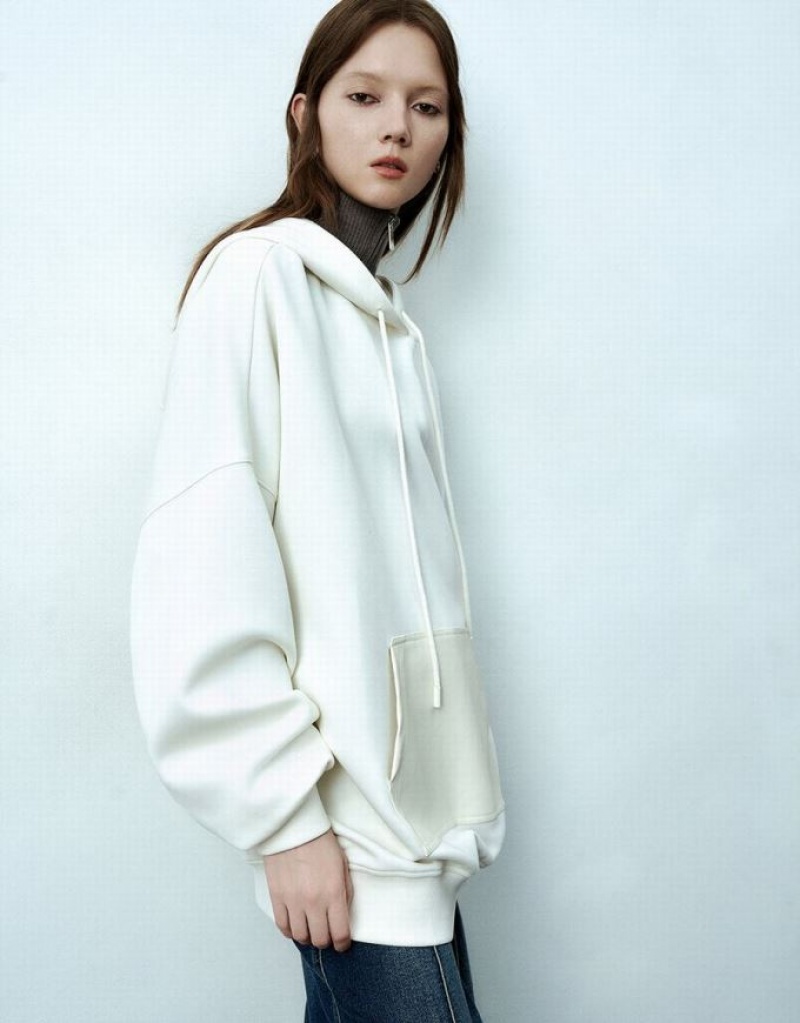 White Urban Revivo Oversized Women's Hoodie | 34210DOJA