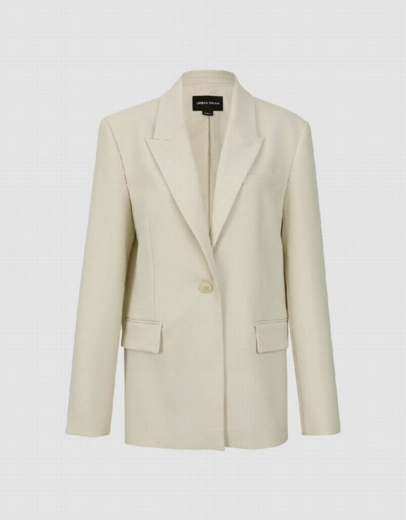 White Urban Revivo Peak Lapel Tailored Women's Blazers | 74812DKHX