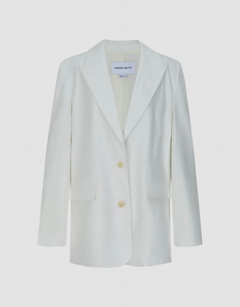 White Urban Revivo Peak Lapel Tailored Women's Blazers | 12856WSBT