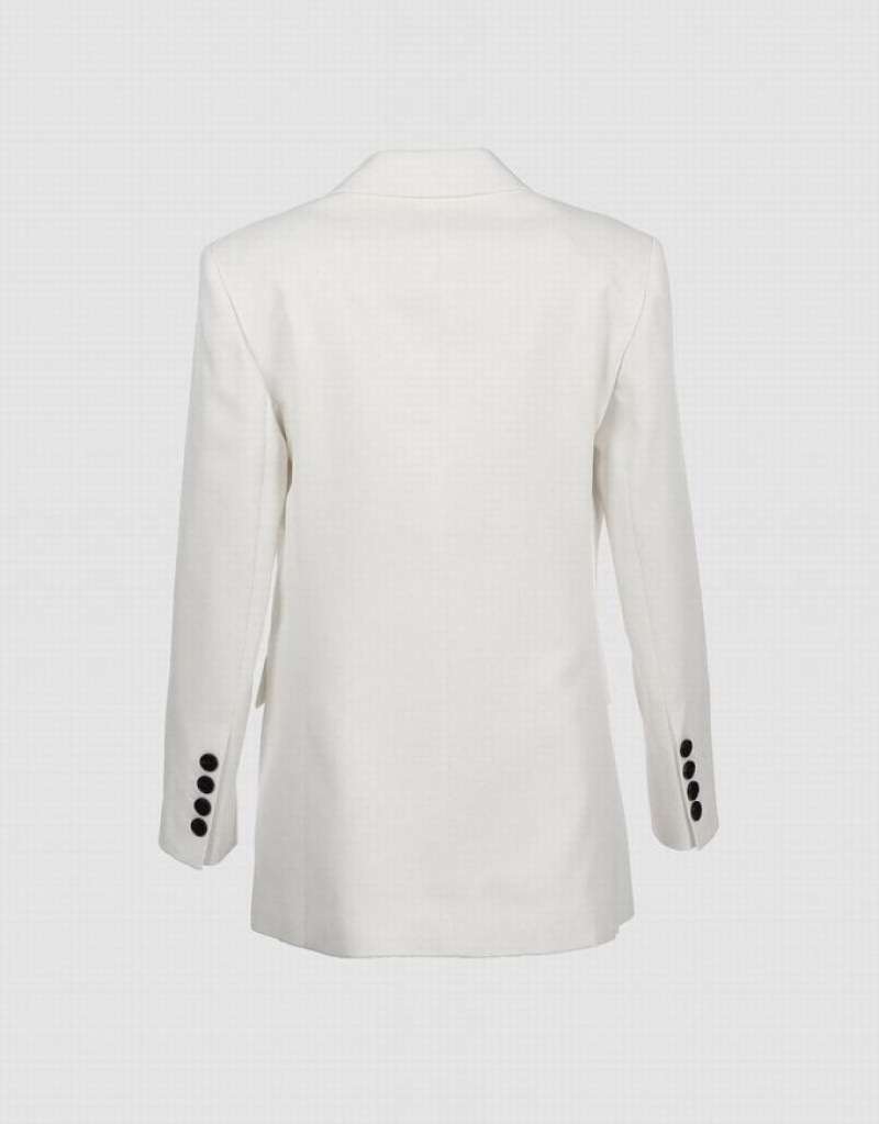 White Urban Revivo Plain Double Breasted Women's Blazers | 80764PSJF