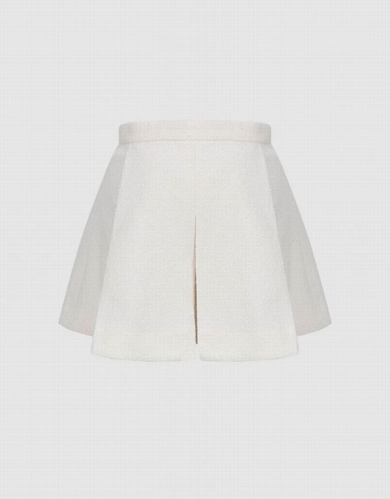 White Urban Revivo Pleated Mini Knitted A-Line Women's Skirts | 69518NKBP