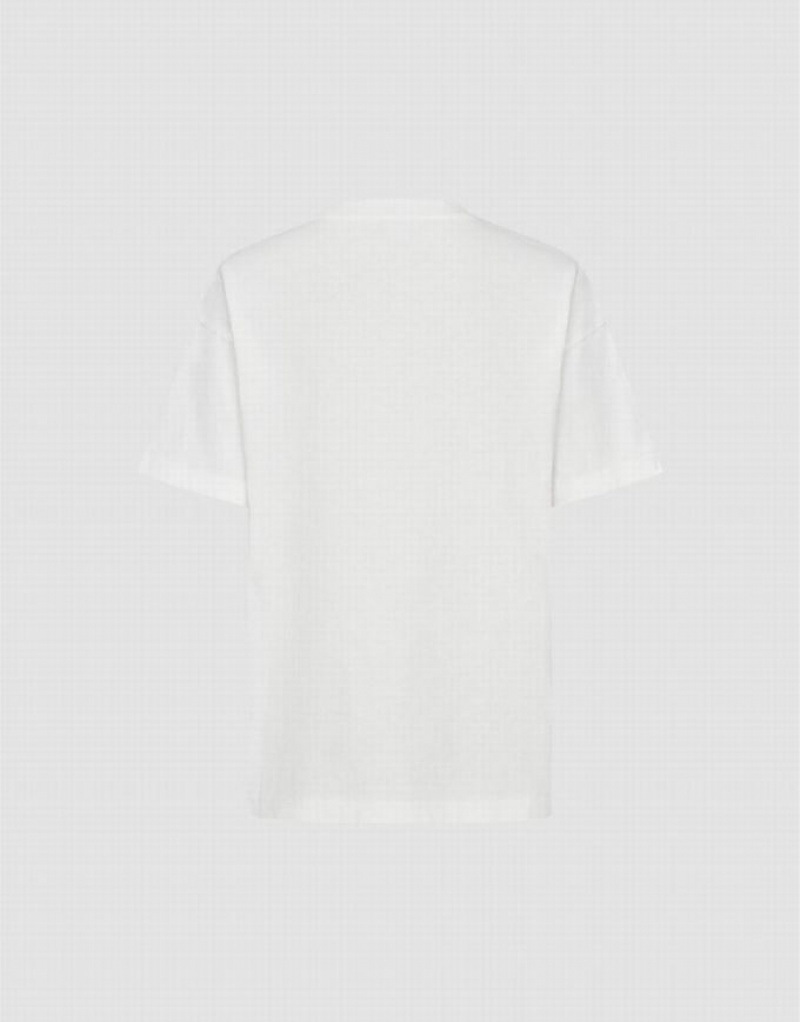 White Urban Revivo Pocket Patched Crew Neck Men's T-Shirts | 61352ILQO