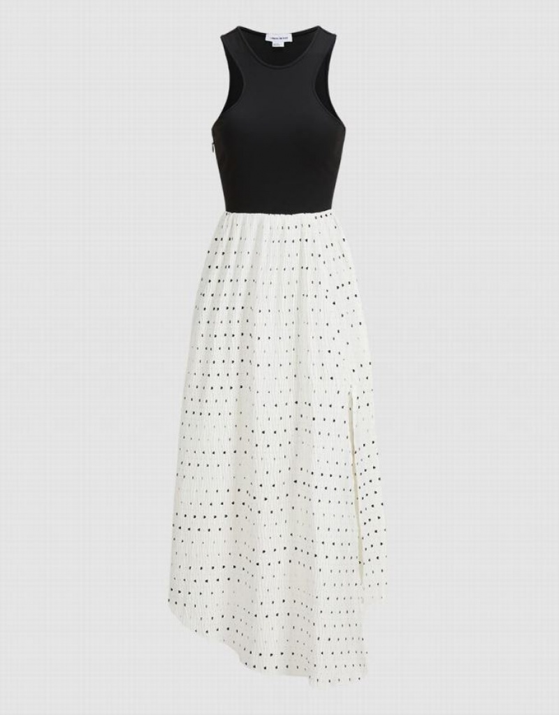 White Urban Revivo Polka Dot Halter Women's Casual Dress | 40768AZHF