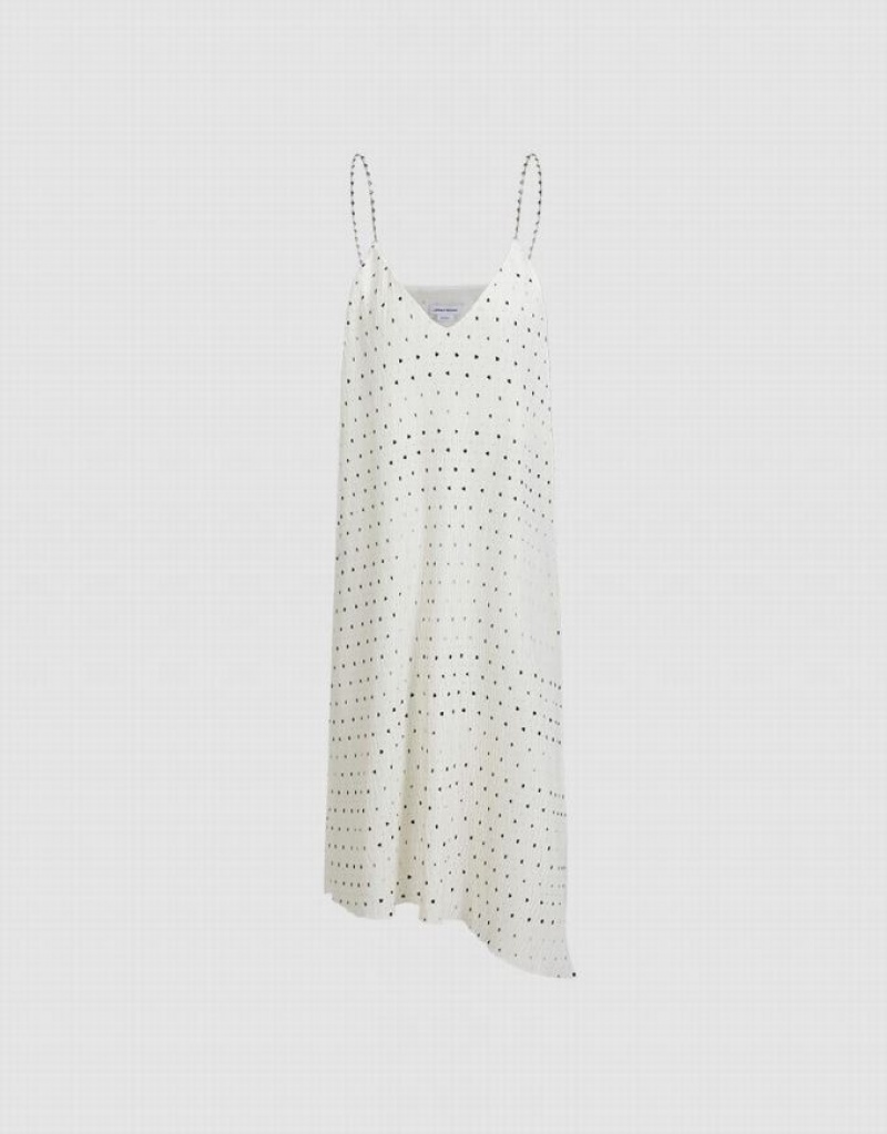 White Urban Revivo Polka Dotted Strappy Women's Casual Dress | 69481IEVX