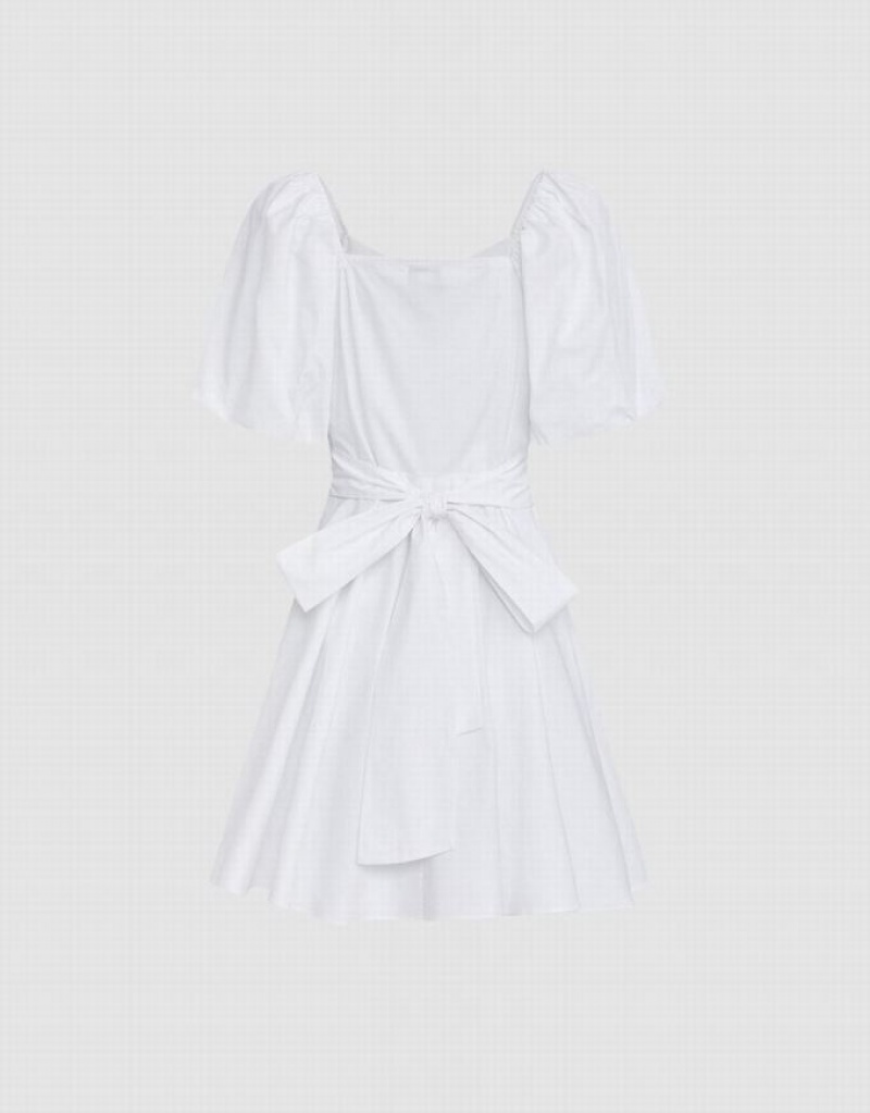 White Urban Revivo Puff Sleeve Women's Short Dress | 42137GKSX