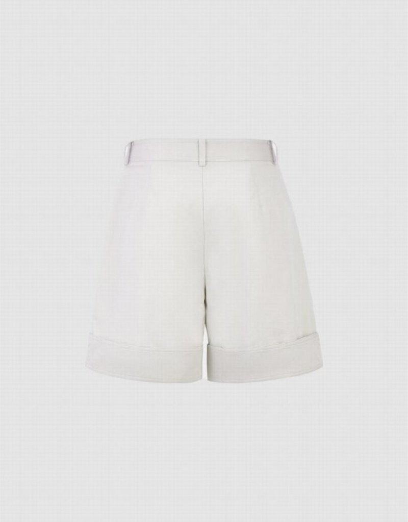 White Urban Revivo Roll Up Hem Regular Women's Shorts | 42605GSAC