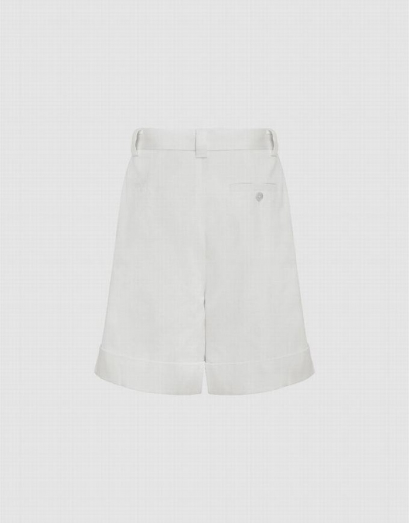 White Urban Revivo Roll Up Hem Women's Shorts | 69812YJBH