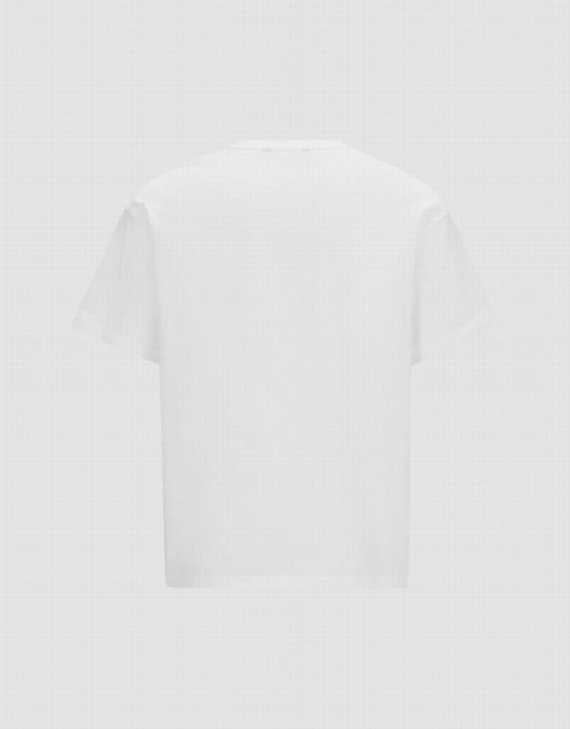 White Urban Revivo Short Sleeve Straight Men's T-Shirts | 82739XRJI