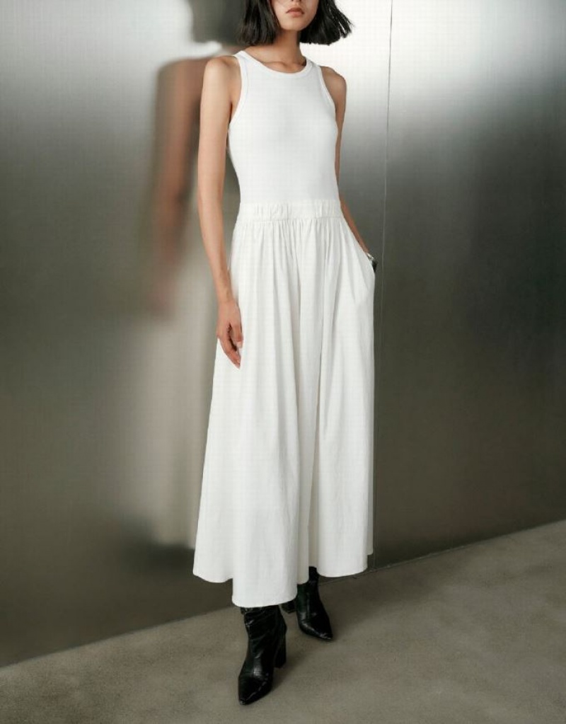 White Urban Revivo Sleeveless A-Line Women's Dress | 42763QSUC