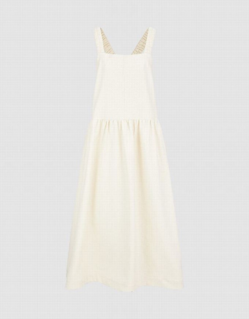 White Urban Revivo Sleeveless A-Line Women's Dress | 03196CULJ