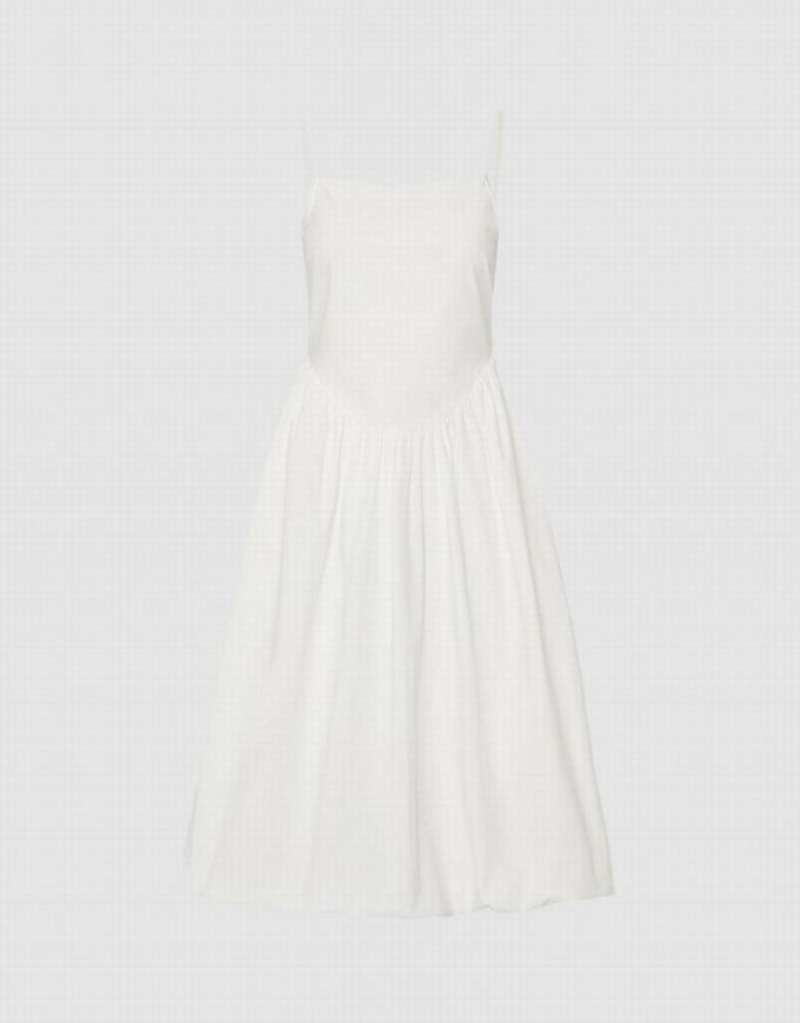 White Urban Revivo Sleeveless Off-Shoulder A-Line Women's Dress | 15643EDJR