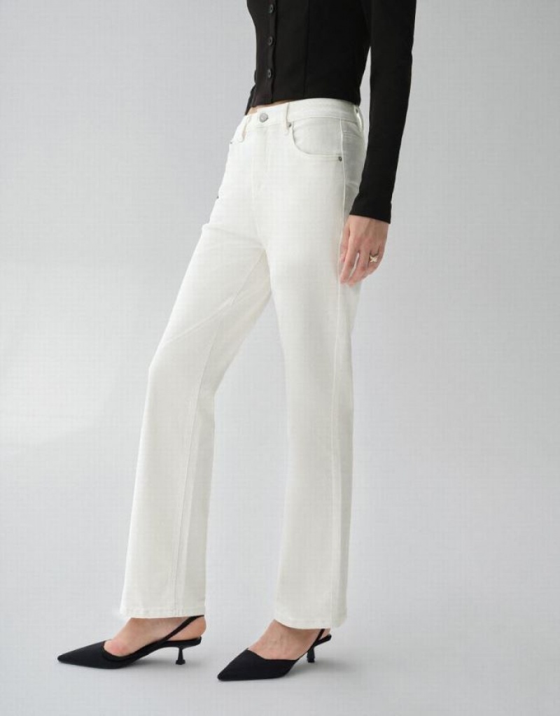 White Urban Revivo Straight Women's Jeans | 53628FXSE