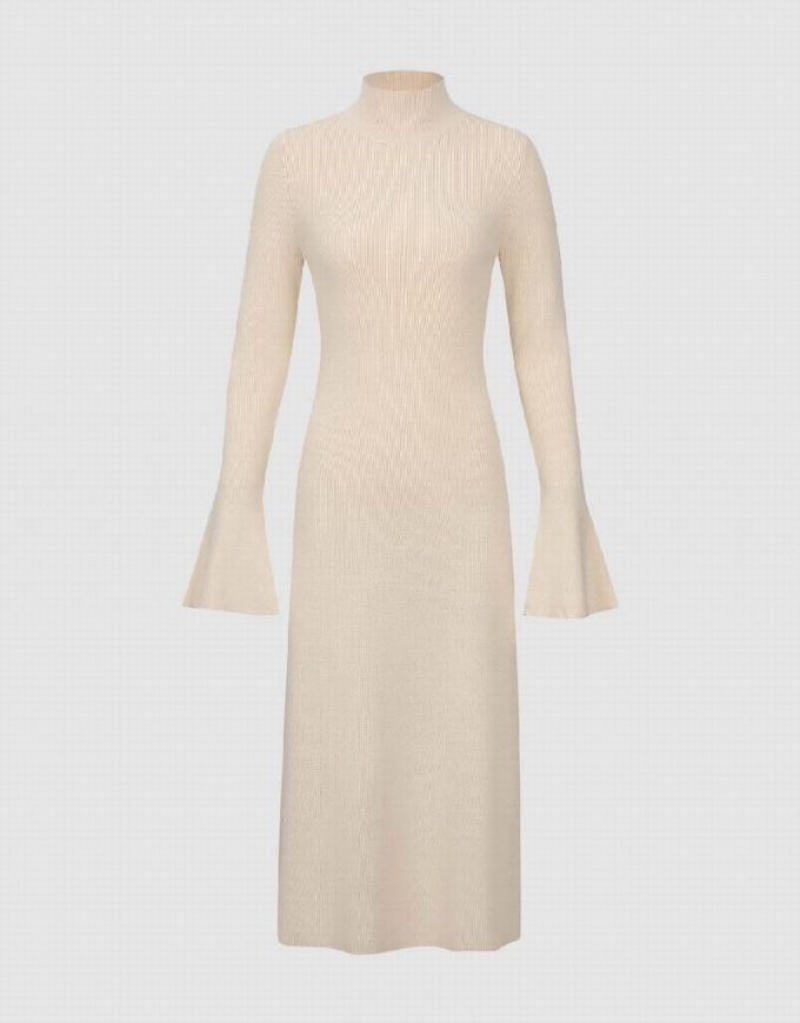 White Urban Revivo Straight Women's Knitted Dress | 15269UBXO