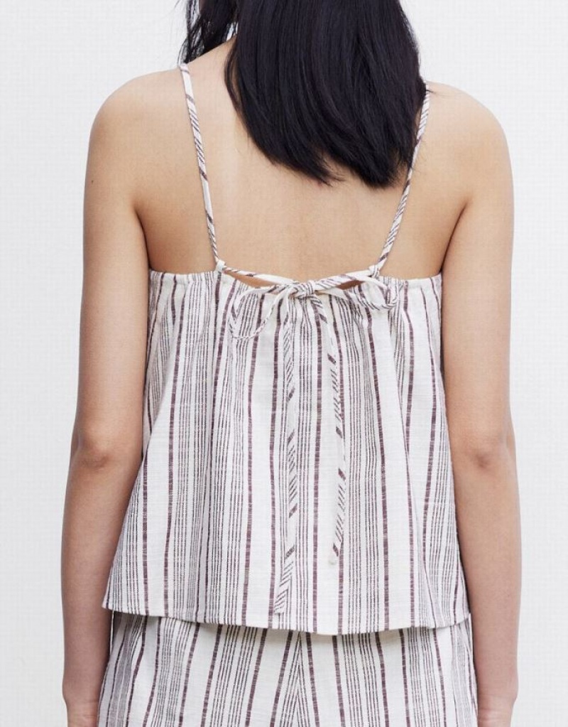 White Urban Revivo Striped Women's Camisole | 07526HZNT