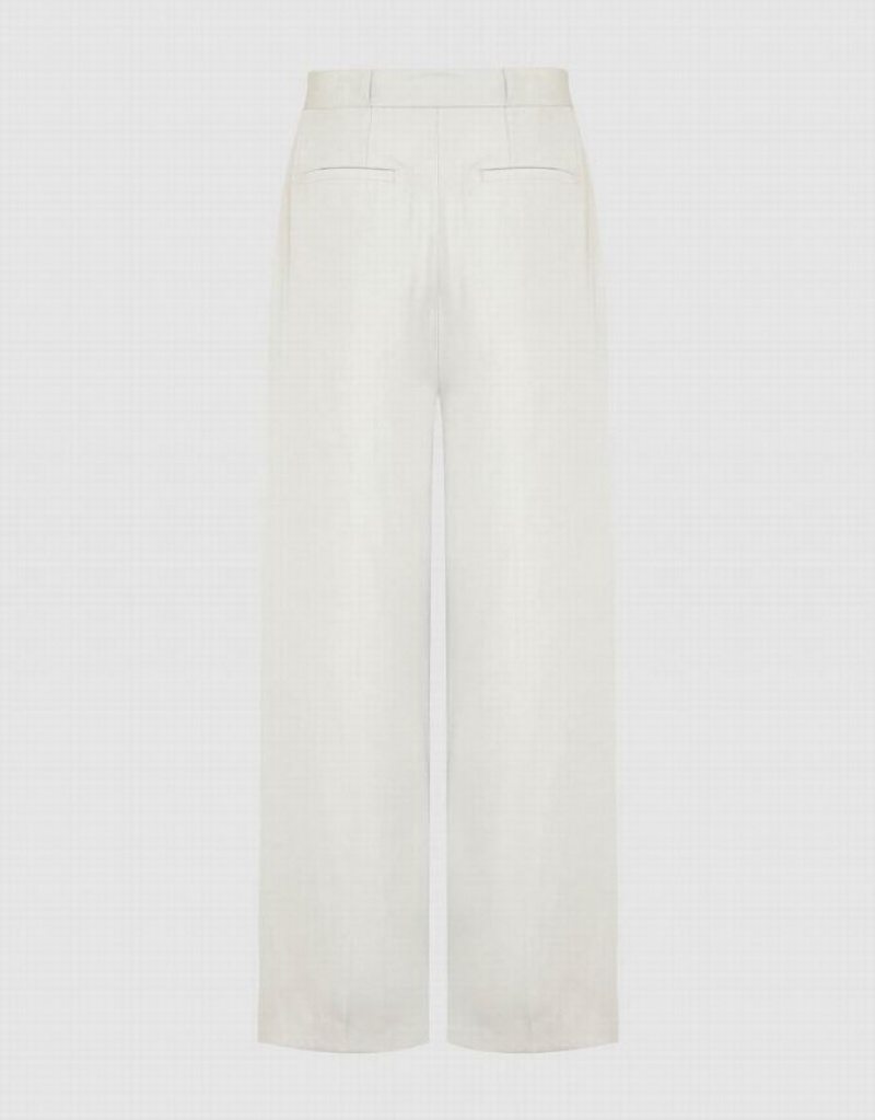 White Urban Revivo Tailored Straight Women's Pants | 69784XVQD