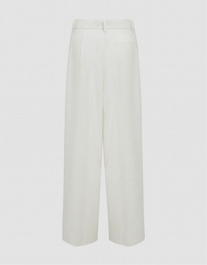 White Urban Revivo Tailored Wide-Leg Women's Pants | 24517HWBP