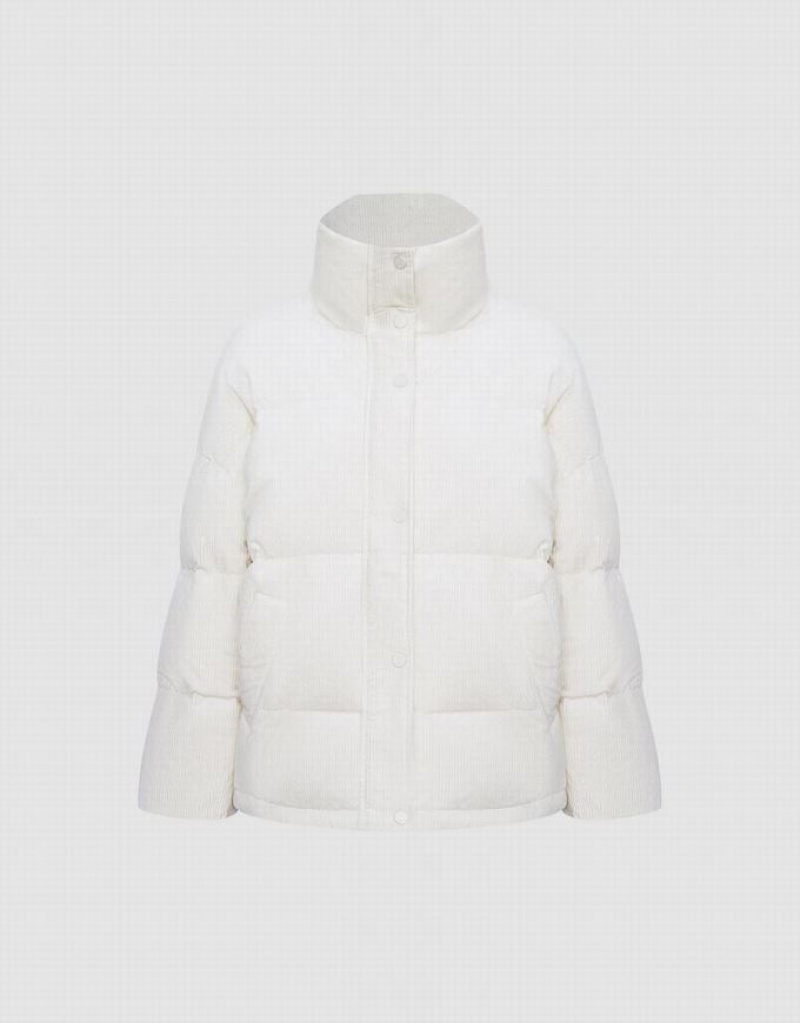 White Urban Revivo Textured Down Women's Down Jackets | 30689XLPZ