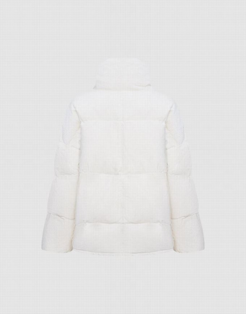 White Urban Revivo Textured Down Women's Down Jackets | 30689XLPZ